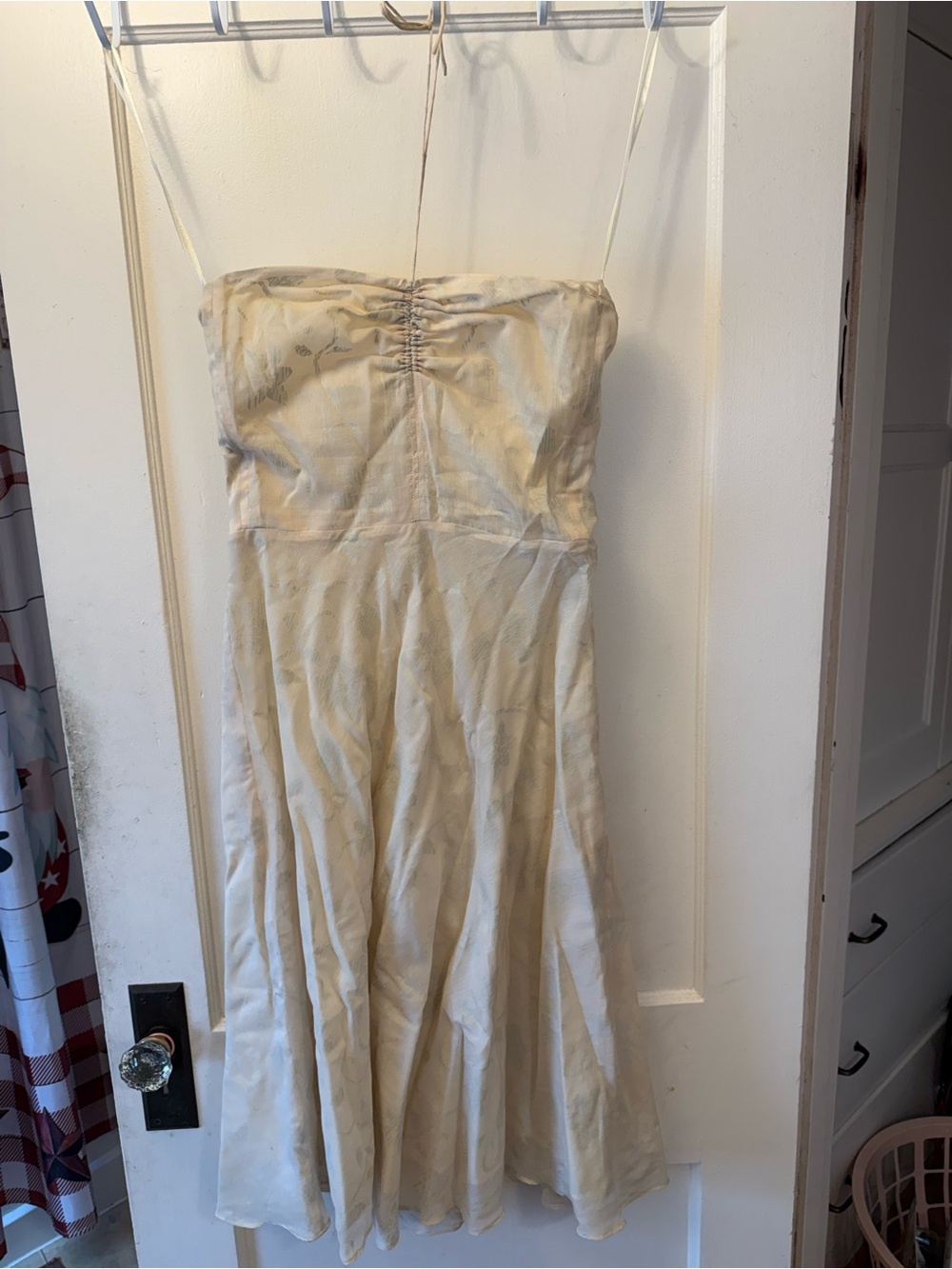 J. Crew Strapless Ivory Floral Dress